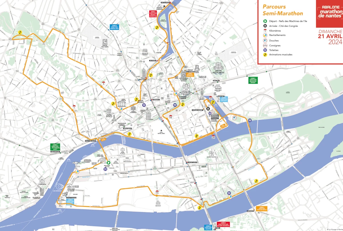 Parcours semi-marathon Nantes 2024